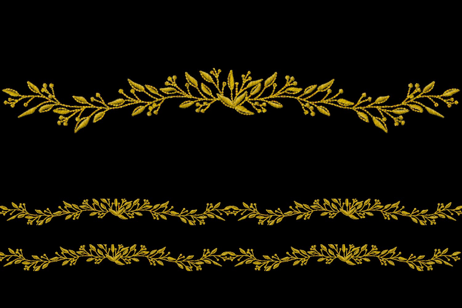 Leafy Branch Border Embroidery Design · Creative Fabrica