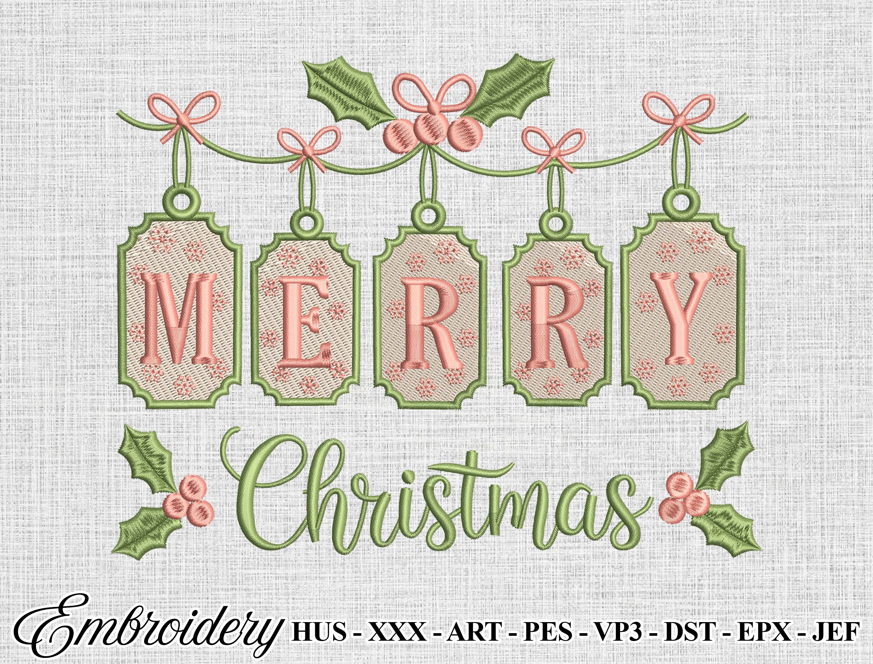 Merry Christmas Embroidery Design · Creative Fabrica