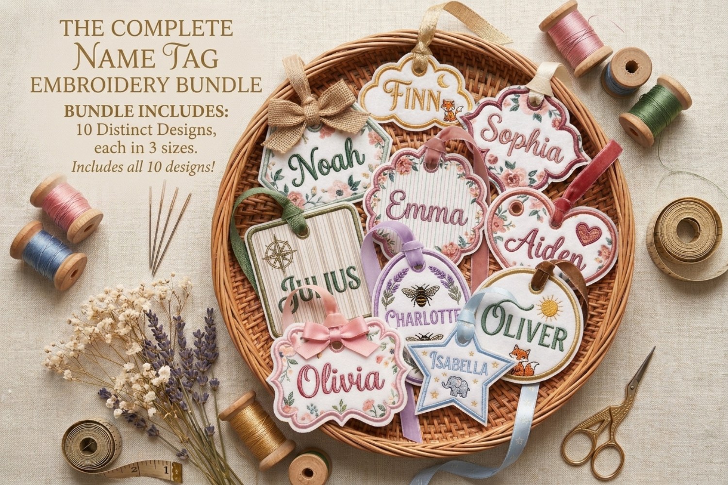Personalized Name Tag Embroidery Bundle · Creative Fabrica
