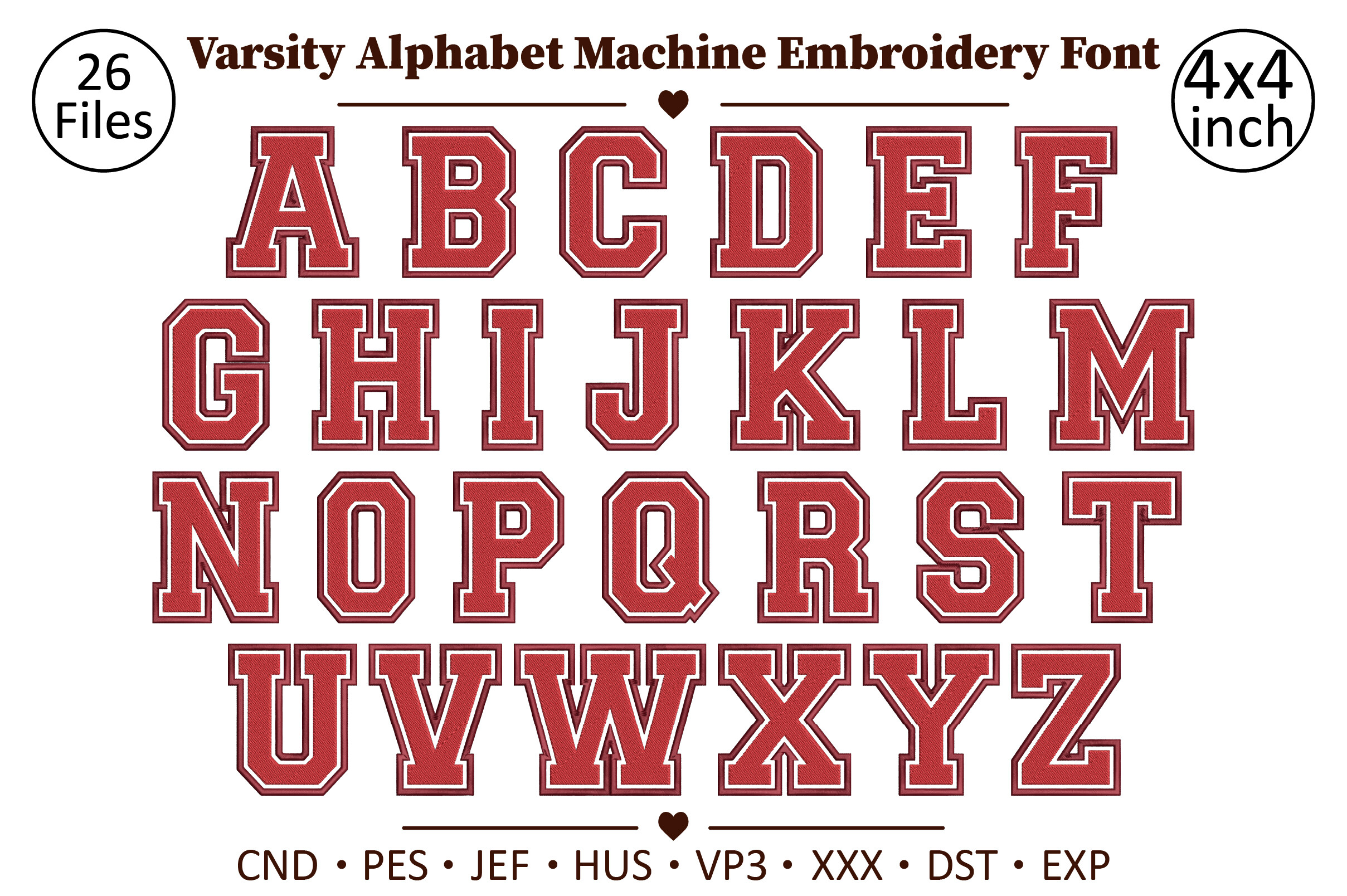 Varsity Alphabet Embroidery Font · Creative Fabrica