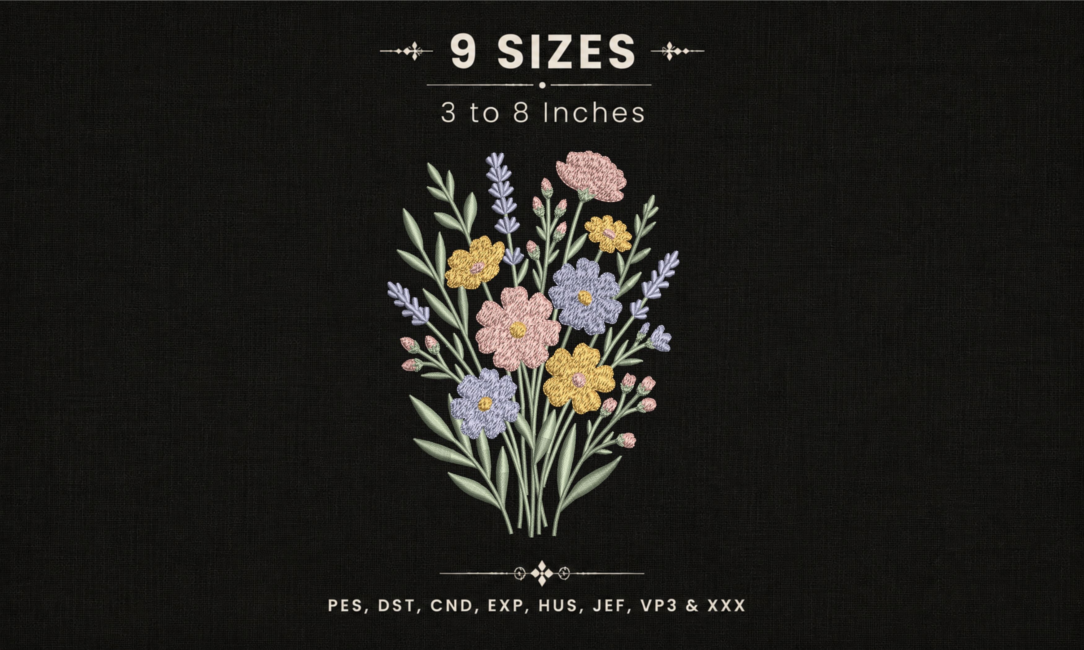 Wildflower Bouquet Floral File DST PES · Creative Fabrica